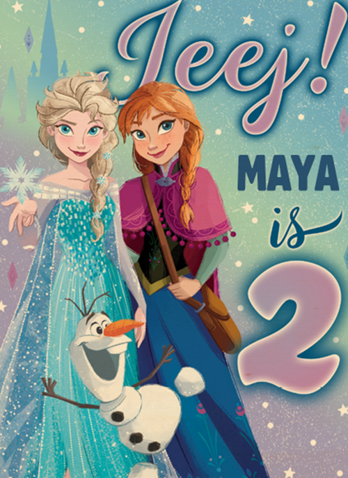 Frozen verjaardagskaart 2 jaar Elsa Anna