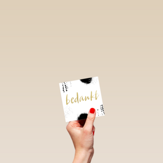 bedankt kaart zakelijk zwart wit gouden letters