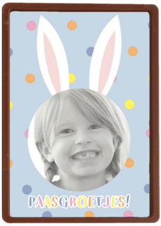 fotokaart feestelijke paasgroetjes met paasoren