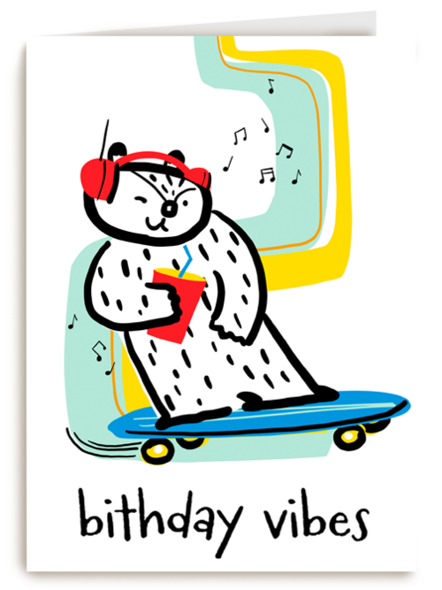 Verjaardagskaart skater birthday vibes