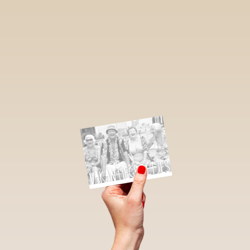 vakantiegroetjes witte tekst fotokaart