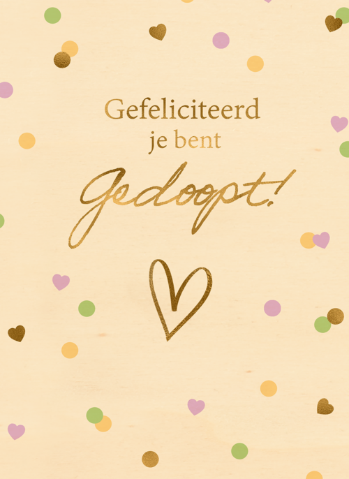 Houten Kaart Doopsel | Houten Kaart Hallmark | Doopsel | Gefeliciteerd Gedoopt Confetti