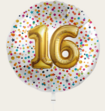 Ballon 16 jaar Confetti Goud 