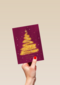 kerstkaart klassiek gouden kerstboom