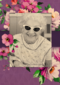 fotokaart staand paars met bloemen