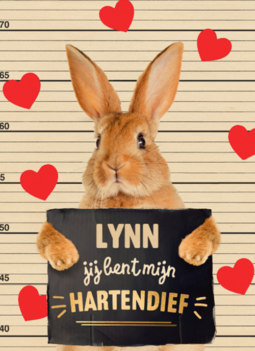 Houten Kaart Valentijn | Houten Kaart Hallmark | Valentijn | Valentijn Kaart Konijn Grappig Jij Bent Mijn Hartendief