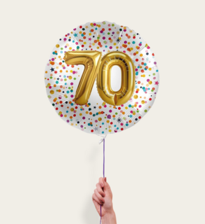 Ballon 70 jaar Confetti Goud 