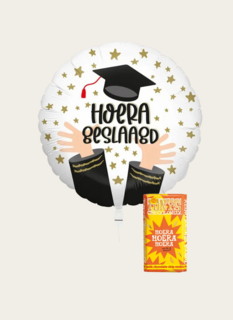 Ballon Hoera Geslaagd Multi Met Tony Chocolade Reep Hoera Hoera