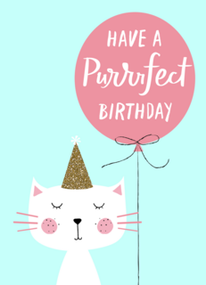 Verjaardagskaart purfect birthday kat