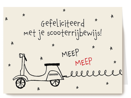 Scooter rijbewijs kaart gefeliciteerd