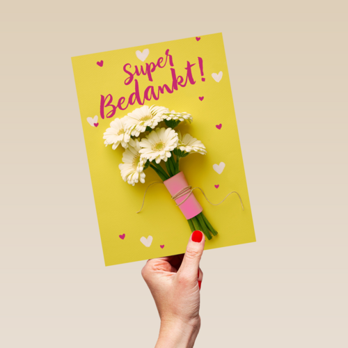 super bedankt met een bos bloemen