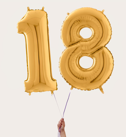 Cijferballon 18 Jaar Goud XL