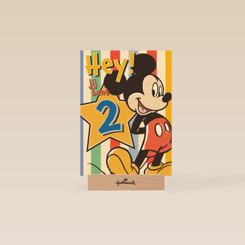 Hey jij bent 2 Mickey Mouse verjaardagskaart