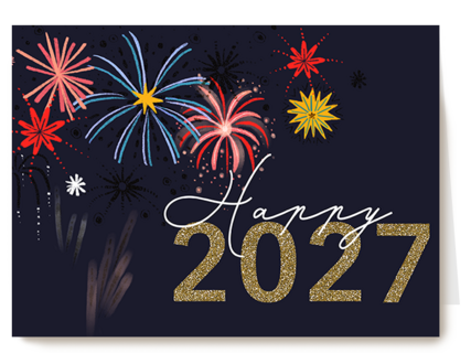 Nieuwjaar 2027 Happy vuurwerk