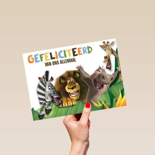 gefeliciteerd kaart madagascar marty alex moto moto melman