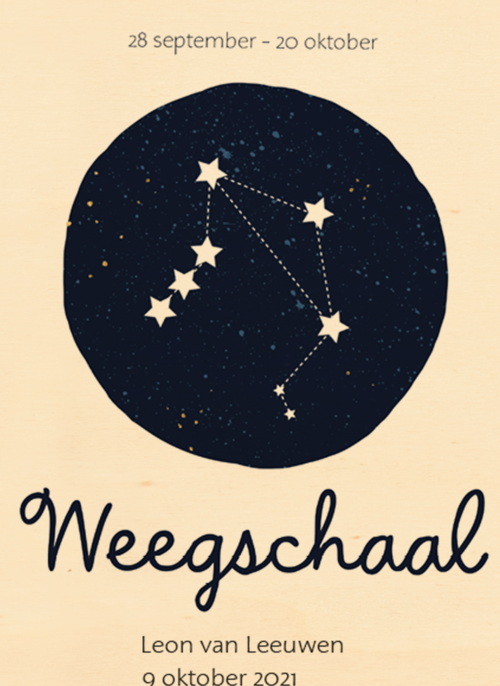 sterrenbeeld kaart weegschaal aanpasbare tekst