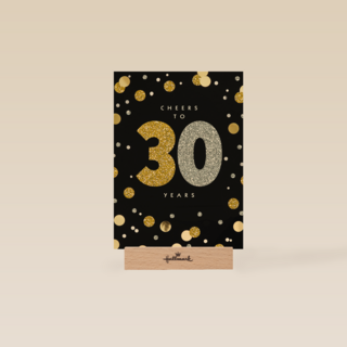 Verjaardagskaart leeftijden Cheers to 30 years zilver goud zwart