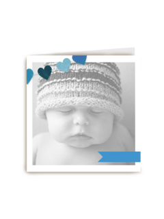 fotokaart vierkant baby blauw hartjes