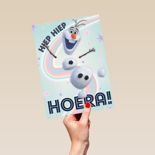 Frozen verjaardagskaart Olaf hiep hiep hoera
