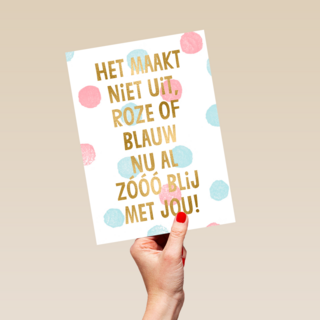zwangerschap aankondiging het maakt niet uit roze of blauw