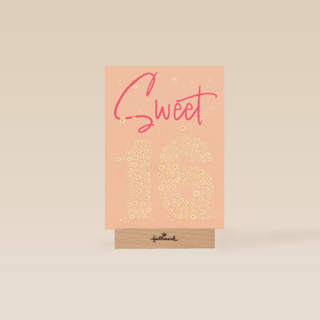 Verjaardagskaart Sweet 16 roze bloemen