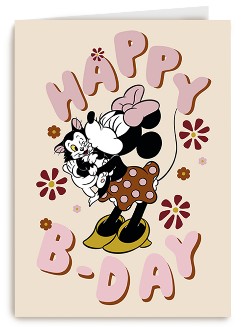 Kaart | Verjaardag | Minnie Mouse Happy Bday Roze
