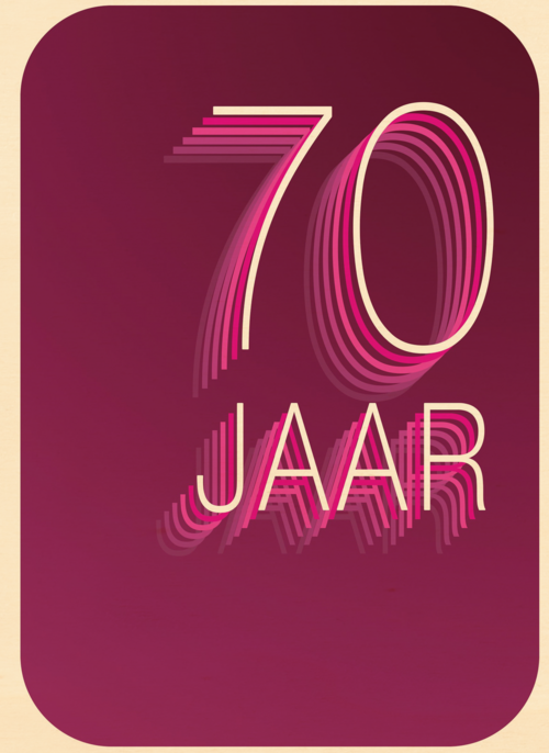 Verjaardagskaart 70 jaar karmijn