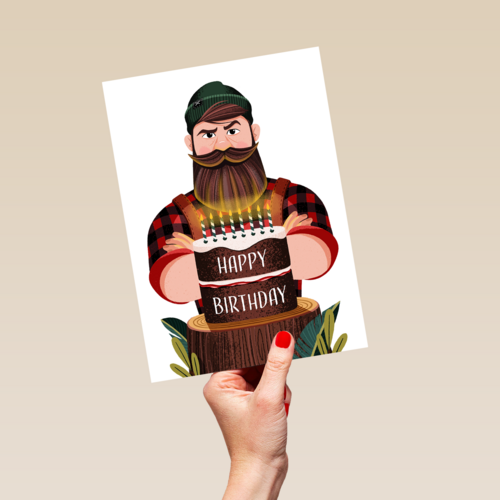 verjaardag kaart folio happy birthday man met baard
