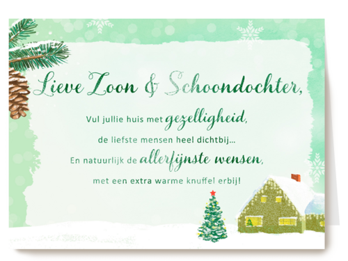 Kerstkaart speciale momenten Lieve zoon en schoondochter