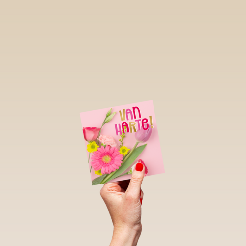 Verjaardagskaart bloemen van harte