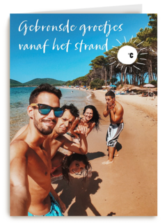 gebronsde groetjes vanaf het strand