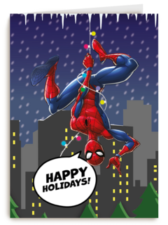 Spiderman kerstkaart happy holidays