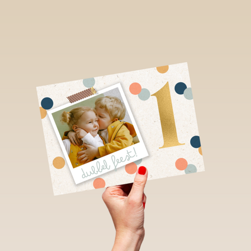 Verjaardagskaart tweeling 1 jaar