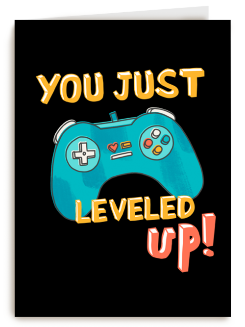 Verjaardagskaart gamecontroller level up