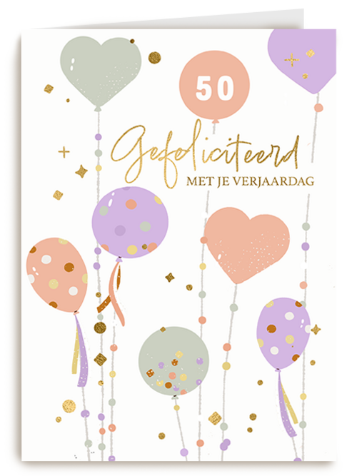 Kaart Hallmark | Kaart Met Leeftijden | Verjaardagskaart Ballonnen En Hartjes Leeftijd