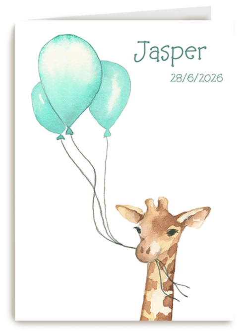 Kaart Hallmark | Geboorte felicitatie | Geboorte Kaart Giraffe Blauw