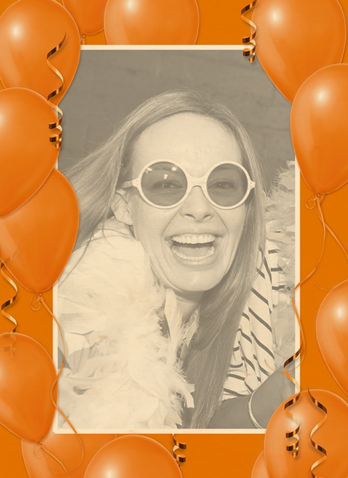 Houten Kaart Koningsdag | Houten Kaart Hallmark | Koningsdag | Fotokaart Staand Met Oranje Ballonnen