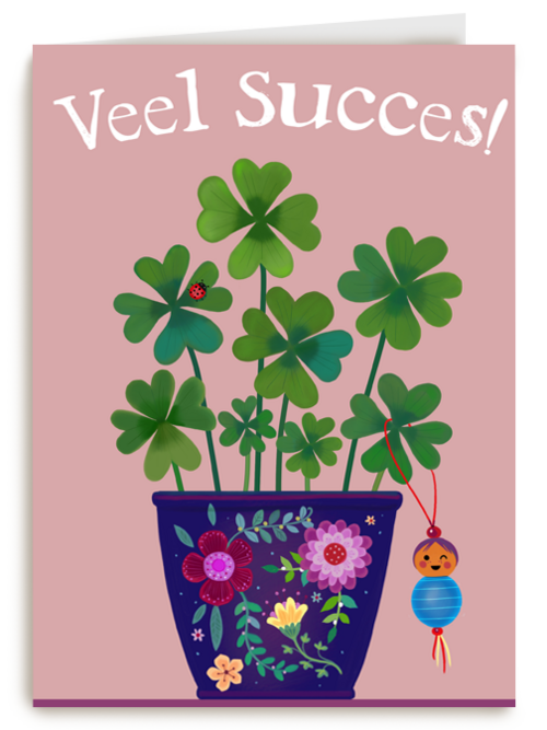Succes kaart klavertjes vier plant