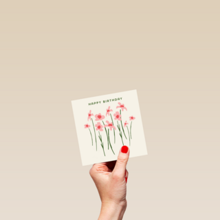 Verjaardagskaart roze bloemetjes