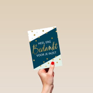 bedanktkaart heel erg bedankt voor je inzet gouden stippen