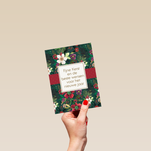 Kerstkaart Fijne kerst bloem