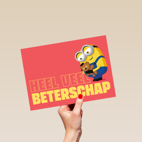 Minions beterschapskaart met Bob