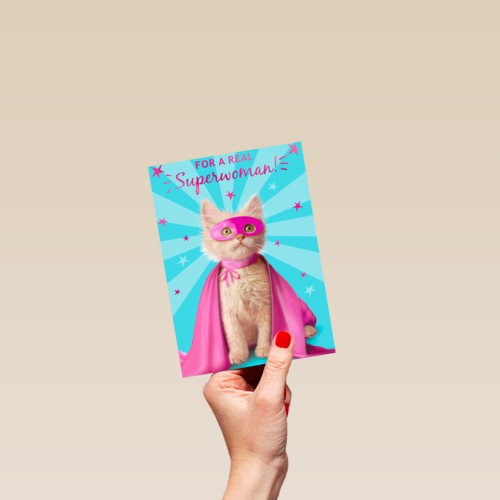 moederdag kaart grappig for a real superwoman kat