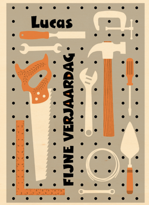 Houten Kaart Verjaardagskaarten | Verjaardag Man Gereedschap Fijne Verjaardag