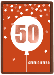 Verjaardagskaart leeftijden 50 ballon rood