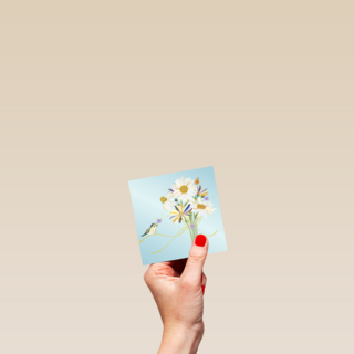 Blanco kaart vogel met bloemen