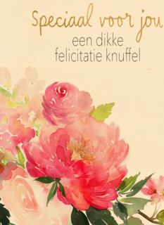 Gefeliciteerd kaart vrouw een dikke felicitatieknuffel