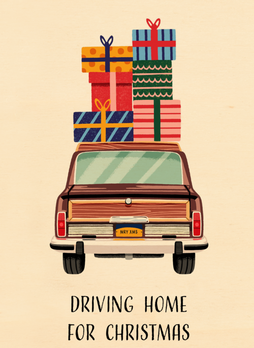Houten kaart Kerst | Hallmark | Houten kaart Kerst | Hallmark | Driving home for christmas folio