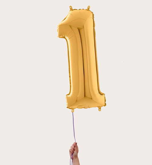 Cijferballon 1 Jaar Goud XL