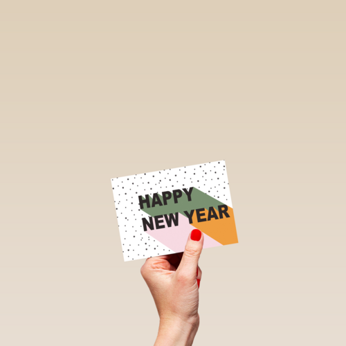 Ansichtkaart happy new year stippen